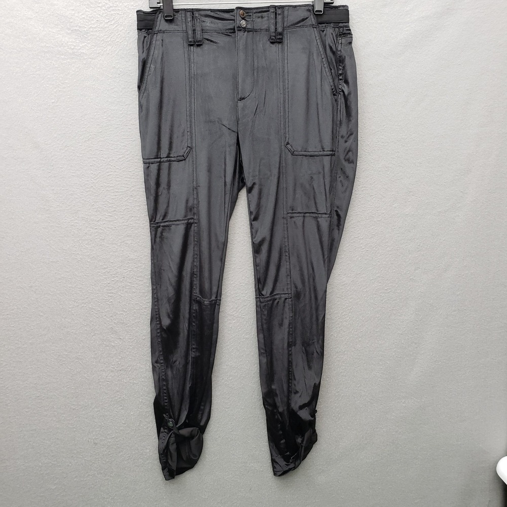 WHBM The Straight Ankle Pants Black Velvet Indie Sleeze Alt Office Goth Size 8